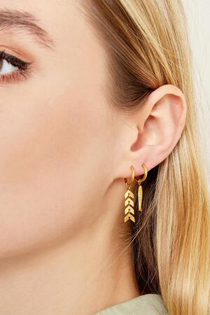 Earrings Fishbone Gold Stainless Steel h5 Picture3